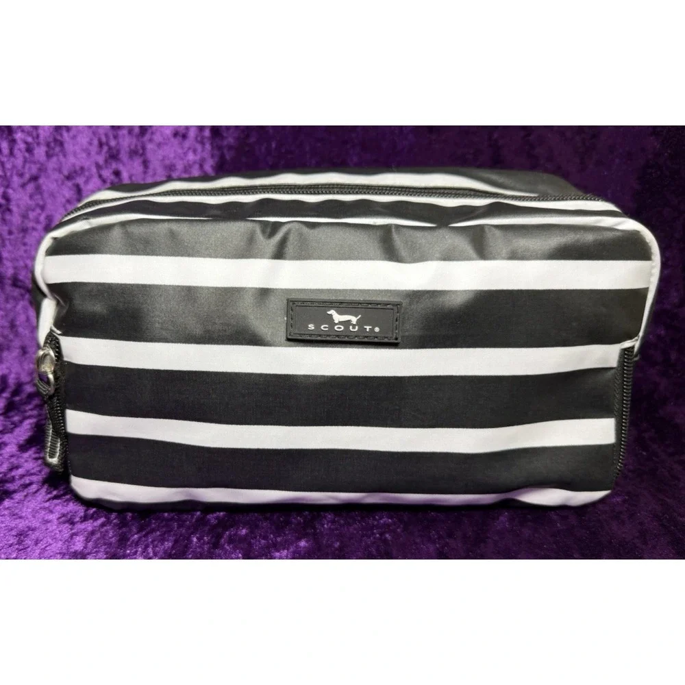 Scout Bag 3 Zip Toiletry Bag‎ FLEETWOOD BLACK Black White Medium Cosmetics